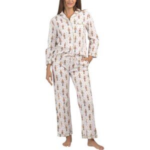 CRAFTED BY MAHOGANY Flannel Nutcracker Pajama Top And Pants Set